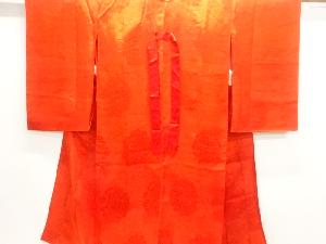 アンティーク　綸子花薬玉模様織出し長襦袢（刺繍衿付）